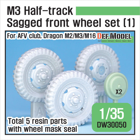 DEFモデル DW30050 1/35 アメリカ M2/M3/M16 ハーフトラック 自重変形フロントホイールセット (1)(AFVクラブ, ドラゴン1/35スケール用)