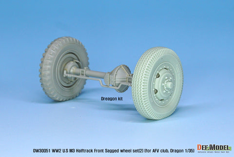 DEFモデル DW30051 1/35 アメリカ M2/M3/M16 ハーフトラック 自重変形フロントホイールセット(2)(AFVクラブ, ドラゴン1/35スケール用)