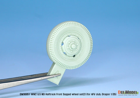 DEFモデル DW30051 1/35 アメリカ M2/M3/M16 ハーフトラック 自重変形フロントホイールセット(2)(AFVクラブ, ドラゴン1/35スケール用)