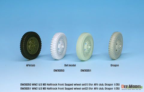 DEFモデル DW30051 1/35 アメリカ M2/M3/M16 ハーフトラック 自重変形フロントホイールセット(2)(AFVクラブ, ドラゴン1/35スケール用)