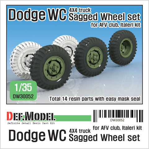 DEFモデル DW30052 1/35 WWII アメリカ ダッジ WC 4X4 自重変形ホイールセット (AFVクラブ, イタレリ1/35スケール用)