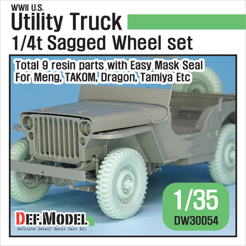 DEFモデル DW30054 1/35 WWII アメリカ ウィリス MB 自重変形ホイールセット(2) (タミヤ, タコム, ドラゴン, モンモデル1/35スケール用)