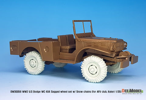 DEFモデル DW30056 1/35 WWII アメリカ ダッジ WC 4X4 スノーチェーン 自重変形ホイールセット (AFVクラブ, イタレリ1/35スケール用)