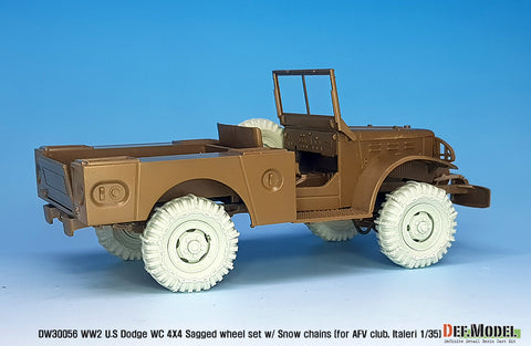 DEFモデル DW30056 1/35 WWII アメリカ ダッジ WC 4X4 スノーチェーン 自重変形ホイールセット (AFVクラブ, イタレリ1/35スケール用)