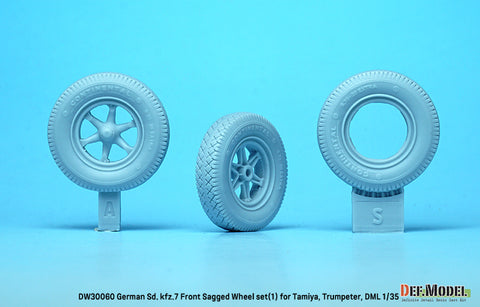 DEFモデル DW30060 1/35 WWII ドイツ Sd.kfz.7 自重変形フロントホイールセット (1) (タミヤ, トランぺッター, DML1/35スケール用)