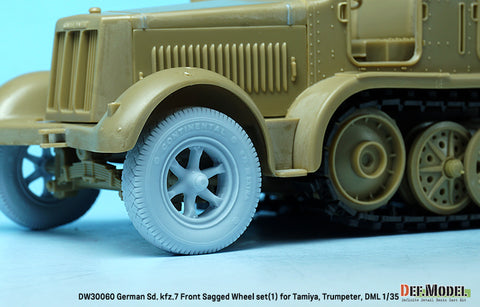 DEFモデル DW30060 1/35 WWII ドイツ Sd.kfz.7 自重変形フロントホイールセット (1) (タミヤ, トランぺッター, DML1/35スケール用)