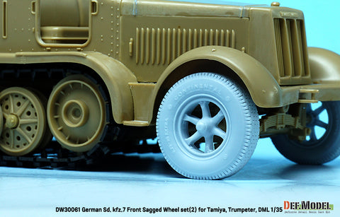DEFモデル DW30061 1/35 WWII ドイツ Sd.kfz.7 自重変形フロントホイールセット (2) (タミヤ, トランぺッター, DML1/35スケール用)