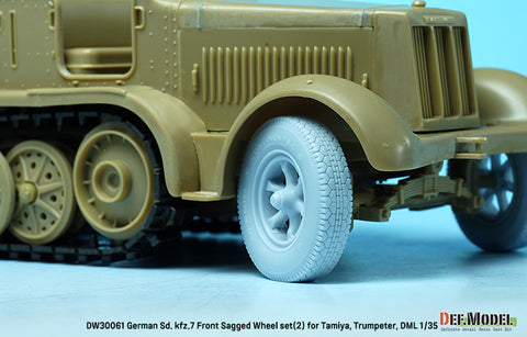 DEFモデル DW30061 1/35 WWII ドイツ Sd.kfz.7 自重変形フロントホイールセット (2) (タミヤ, トランぺッター, DML1/35スケール用)
