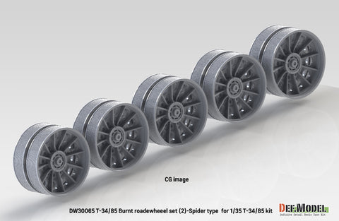 DEFモデル DW30065 1/35 T-34/85 焼失したスパーダー型 ロードホイールセット- 5輪付属 (T-34/85キット1/35スケール用)