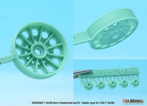DEFモデル DW30065 1/35 T-34/85 焼失したスパーダー型 ロードホイールセット- 5輪付属 (T-34/85キット1/35スケール用)