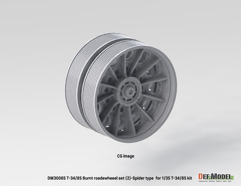 DEFモデル DW30065 1/35 T-34/85 焼失したスパーダー型 ロードホイールセット- 5輪付属 (T-34/85キット1/35スケール用)
