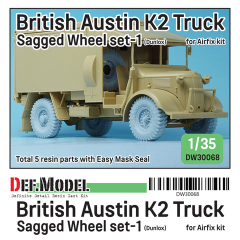DEFモデル DW30068 1/35 WWII イギリス オースティン K2 トラック ホイールセット (1) - ダンロップ (エアフィックス1/35スケール用)