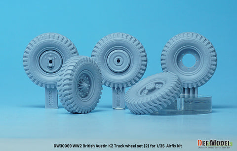 DEFモデル DW30069 1/35 WWII イギリス オースティン K2 トラック ホイールセット (2) -インディア (エアフィックス1/35スケール用)