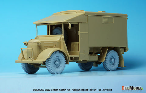 DEFモデル DW30069 1/35 WWII イギリス オースティン K2 トラック ホイールセット (2) -インディア (エアフィックス1/35スケール用)