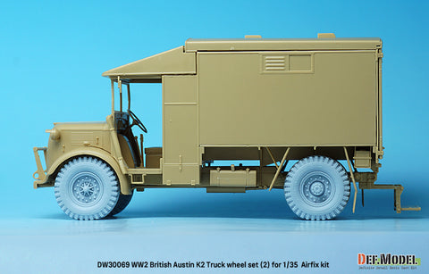 DEFモデル DW30069 1/35 WWII イギリス オースティン K2 トラック ホイールセット (2) -インディア (エアフィックス1/35スケール用)