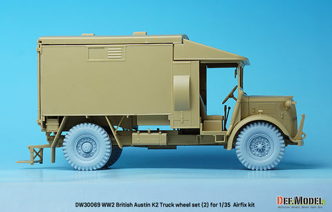 DEFモデル DW30069 1/35 WWII イギリス オースティン K2 トラック ホイールセット (2) -インディア (エアフィックス1/35スケール用)