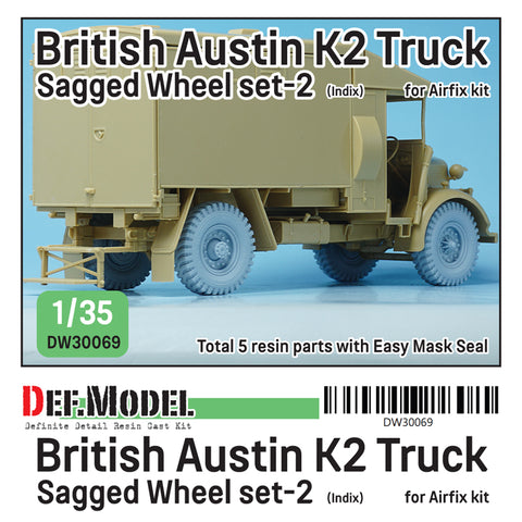 DEFモデル DW30069 1/35 WWII イギリス オースティン K2 トラック ホイールセット (2) -インディア (エアフィックス1/35スケール用)