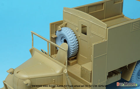 DEFモデル DW30069 1/35 WWII イギリス オースティン K2 トラック ホイールセット (2) -インディア (エアフィックス1/35スケール用)