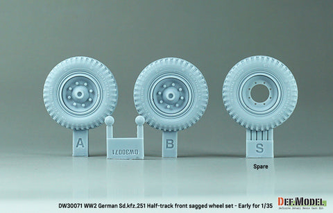 DEFモデル DW30071 1/35 WWII ドイツ Sd.kfz.251 ハーフトラック 自重変形フロントホイールセット - 初期型 (1/35 Sd.kfz.251用)