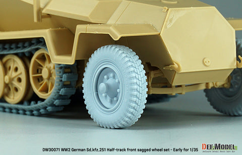 DEFモデル DW30071 1/35 WWII ドイツ Sd.kfz.251 ハーフトラック 自重変形フロントホイールセット - 初期型 (1/35 Sd.kfz.251用)