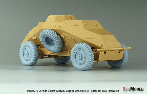 DEFモデル DW30072 1/35 WWII ドイツ Sd.kfz 222/223 自重変形ホイールセット(2) - 初期型 (タミヤ1/35スケール用)