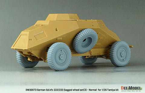 DEFモデル DW30073 1/35 WWII ドイツ Sd.kfz 222/223 自重変形ホイールセット(3) - 後期型 (タミヤ1/35スケール用)