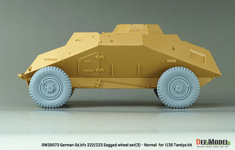 DEFモデル DW30073 1/35 WWII ドイツ Sd.kfz 222/223 自重変形ホイールセット(3) - 後期型 (タミヤ1/35スケール用)