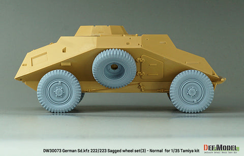 DEFモデル DW30073 1/35 WWII ドイツ Sd.kfz 222/223 自重変形ホイールセット(3) - 後期型 (タミヤ1/35スケール用)