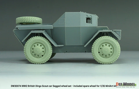 DEFモデル DW30074 1/35 WWII イギリス ディンゴ Mk.Ib スカウトカー 自重変形ホイールセット /w スペアタイヤ (ミニアート1/35スケール用)