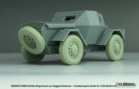 DEFモデル DW30074 1/35 WWII イギリス ディンゴ Mk.Ib スカウトカー 自重変形ホイールセット /w スペアタイヤ (ミニアート1/35スケール用)