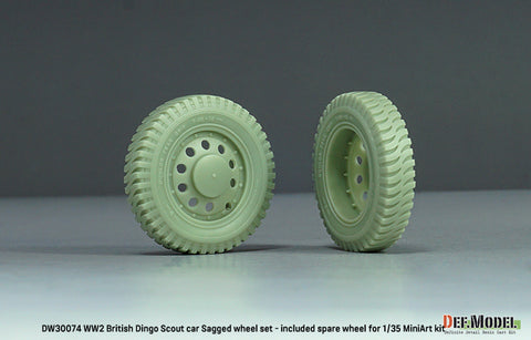 DEFモデル DW30074 1/35 WWII イギリス ディンゴ Mk.Ib スカウトカー 自重変形ホイールセット /w スペアタイヤ (ミニアート1/35スケール用)