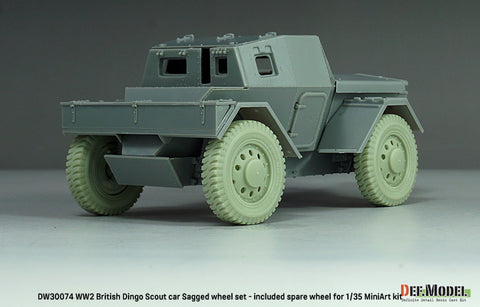 DEFモデル DW30074 1/35 WWII イギリス ディンゴ Mk.Ib スカウトカー 自重変形ホイールセット /w スペアタイヤ (ミニアート1/35スケール用)