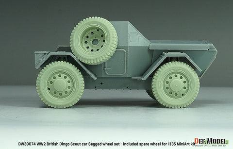 DEFモデル DW30074 1/35 WWII イギリス ディンゴ Mk.Ib スカウトカー 自重変形ホイールセット /w スペアタイヤ (ミニアート1/35スケール用)