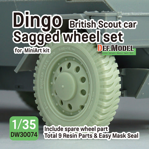 DEFモデル DW30074 1/35 WWII イギリス ディンゴ Mk.Ib スカウトカー 自重変形ホイールセット /w スペアタイヤ (ミニアート1/35スケール用)