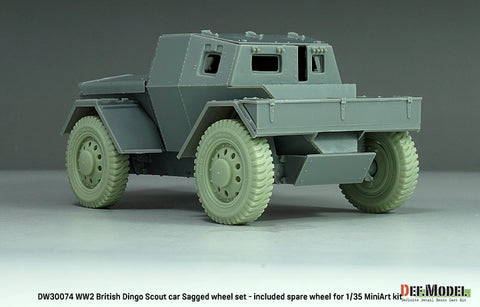 DEFモデル DW30074 1/35 WWII イギリス ディンゴ Mk.Ib スカウトカー 自重変形ホイールセット /w スペアタイヤ (ミニアート1/35スケール用)