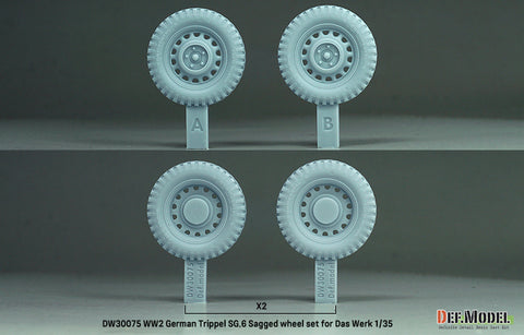 DEFモデル DW30075 1/35 WWII ドイツ トリプル SG.6 自重変形ホイールセット - (ダス・ヴェルク1/35スケール用)