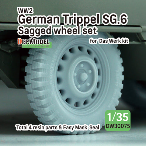 DEFモデル DW30075 1/35 WWII ドイツ トリプル SG.6 自重変形ホイールセット - (ダス・ヴェルク1/35スケール用)