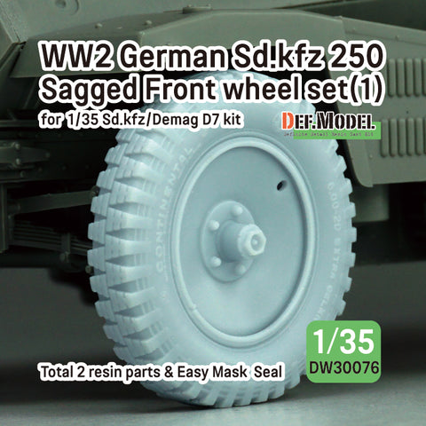 DEFモデル DW30076 1/35 WWII ドイツ SD.Kfz 250 自重変形ホイールセット (1) - (1/35 Sd.kfz 250, Demag D7キット用)