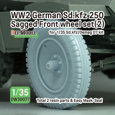 DEFモデル DW30077 1/35 WWII ドイツ SD.Kfz 250 自重変形ホイールセット (2) - (1/35 Sd.kfz 250, Demag D7キット用)