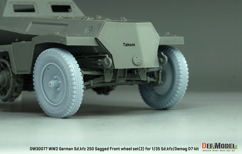 DEFモデル DW30077 1/35 WWII ドイツ SD.Kfz 250 自重変形ホイールセット (2) - (1/35 Sd.kfz 250, Demag D7キット用)