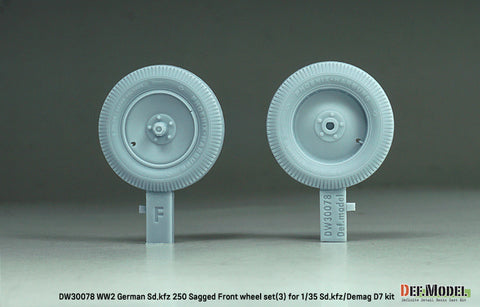 DEFモデル DW30078 1/35 WWII ドイツ SD.Kfz 250 自重変形ホイールセット (3) - (1/35 Sd.kfz 250, Demag D7キット用)