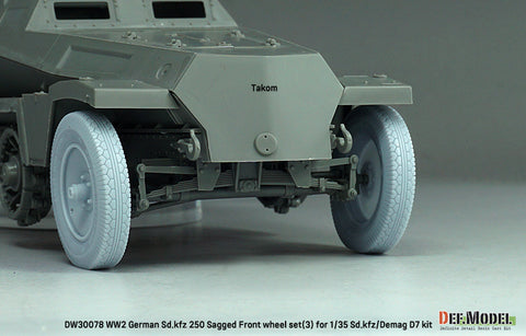 DEFモデル DW30078 1/35 WWII ドイツ SD.Kfz 250 自重変形ホイールセット (3) - (1/35 Sd.kfz 250, Demag D7キット用)