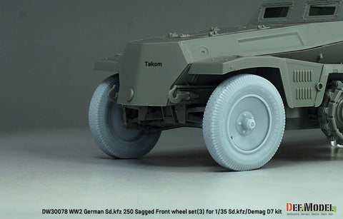DEFモデル DW30078 1/35 WWII ドイツ SD.Kfz 250 自重変形ホイールセット (3) - (1/35 Sd.kfz 250, Demag D7キット用)