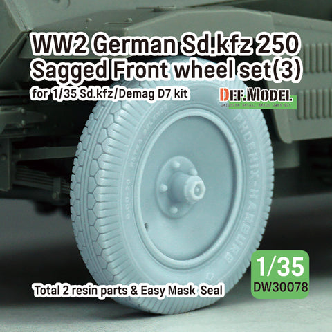 DEFモデル DW30078 1/35 WWII ドイツ SD.Kfz 250 自重変形ホイールセット (3) - (1/35 Sd.kfz 250, Demag D7キット用)