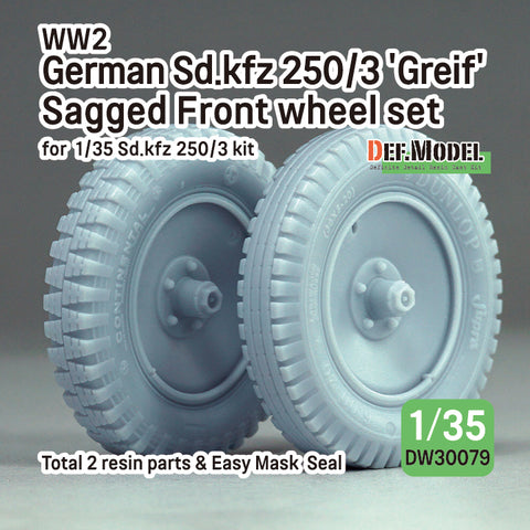 DEFモデル DW30079 1/35 WWII ドイツ SD.Kfz 250/3 'グライフ' 自重変形ホイールセット - (1/35 Sd.kfz 250 グライフ用)