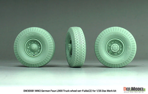 DEFモデル DW30081 1/35 WWII ドイツ ファウン L900 トラック ホイールセット-フルダ(2) (ダス・ヴェルク1/35スケール用)