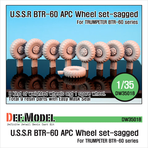 DEFモデル DW35018 1/35 BTR-60 APC 自重変形ホイールセット (トランぺッター1/35スケール用)