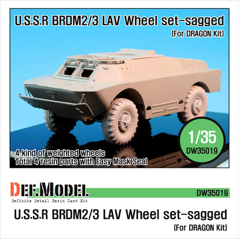 DEFモデル DW35019 1/35 現用 ソビエト/ロシア BRDM-2/3 偵察戦闘車 自重変形タイヤセット(ドラゴン用)(2種各2個入り,マスキングシール付き)