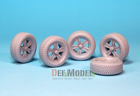 DEFモデル DW35021 1/35 現用 ピックアップトラック 自重変形タイヤセット(モンモデルVS-001/002用)(4個+スペアタイヤ1個入り,マスキングシール付き)