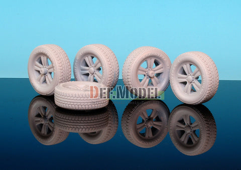 DEFモデル DW35021 1/35 現用 ピックアップトラック 自重変形タイヤセット(モンモデルVS-001/002用)(4個+スペアタイヤ1個入り,マスキングシール付き)
